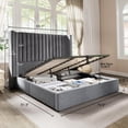 thumbnail image 3 of Merluxy King Bed Frame Lift Up Storage Bed, Velvet King Upholstered Bed Frame/Channel Tufted Wingback Headborad/No Box Spring Needed/Gray, 3 of 8