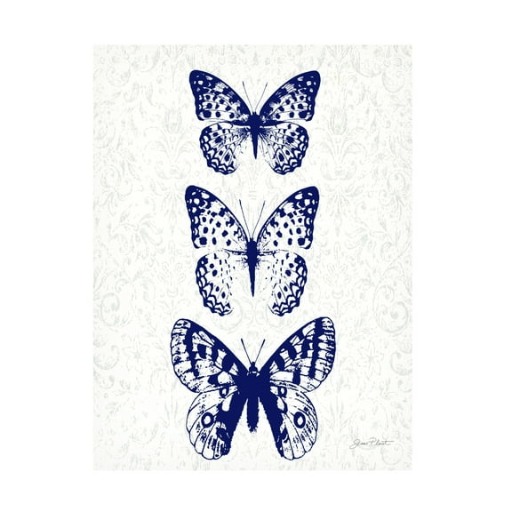 Canvas Wall Art - Jean Plout 'Indigo Butterfly Study A' Wall Art for Living Room, Bedroom, or Office Décor by Trademark Fine Art - 14 x 19 Inches