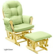 Stork Craft Custom Hoop Glider & Ottoman-Color:Green Chenille Cushions,Finish:Natural Finish