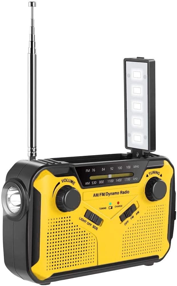 Wind Up Radio Am/Fm, Solar Radio with LED Flashlight SOS Alarm, USB