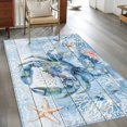 thumbnail image 3 of Coastal Blue Crab Area Rug 4x6 Washable Rug Non Slip Ocean Nautical Starfish Coral Wooden Large Area Rug Indoor Floor Carpet for Entryway Bedroom Kitchen Living Room Home Office Dining Room Nursery, 3 of 8