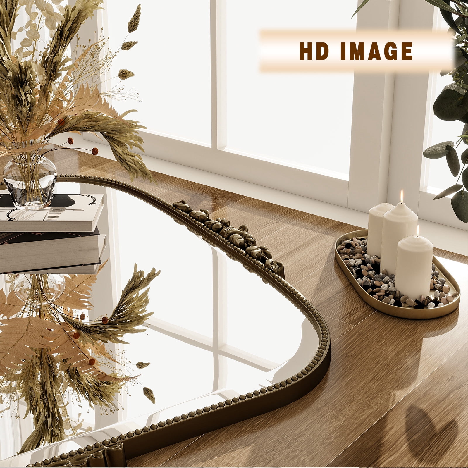 BEAUTYPEAK 44"x32" Vintage Bathroom Mirror Baroque Style Decorative Vanity Mirror Wall Mounted, Antique Bronze