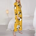 thumbnail image 4 of Kll Cute Bee Butterfly Yelllow Print Women'S Long Sleeve Pajamas With Pants Sleepwear Loungewear 2 Set-Large, 4 of 9