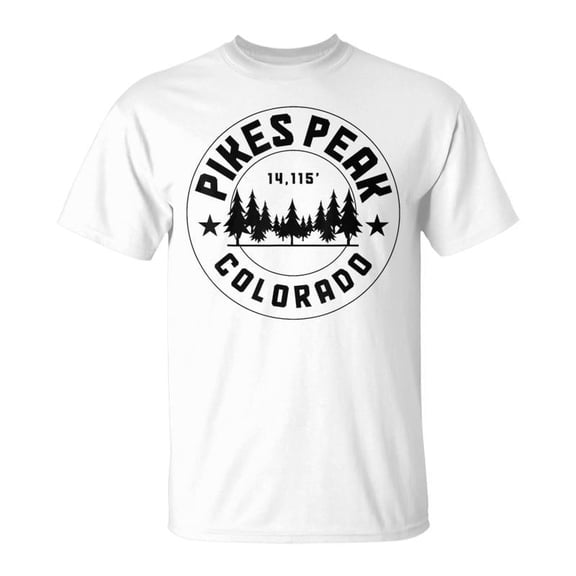 Retro Pikes Peak Colorado Mountain Hiking Unisex White Graphic T-Shirt Vintage Outdoor Nature Souvenir Cotton Tee