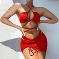 thumbnail image 3 of JoveMarine Women's Sexy Tie-Front Bikini Set Hollow Open Back Two-Piece Swimsuit with Side Ties for Summer Vacation and Beach Pool Party Red L, 3 of 7