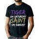 thumbnail image 1 of Camiseta versátil para hombre "Tigre el sábado, santo el domingo". Algodón suave y transpirable, ideal para todas las estaciones, ropa informal y deportiva, ideal como regalo de Halloween y Navidad., 1 of 8