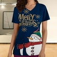 thumbnail image 2 of Nmnitkp Scrubs Tops for Women Stunning Christmas Print Scrub Tops Comfortable and Practical Women Tops V-neck Short Sleeved Pocket Scrub Tops Women Stretchy, 2 of 5