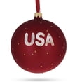 thumbnail image 2 of Flag of United States of America on Red Glass Ball Christmas Ornament 4 Inches, 2 of 3