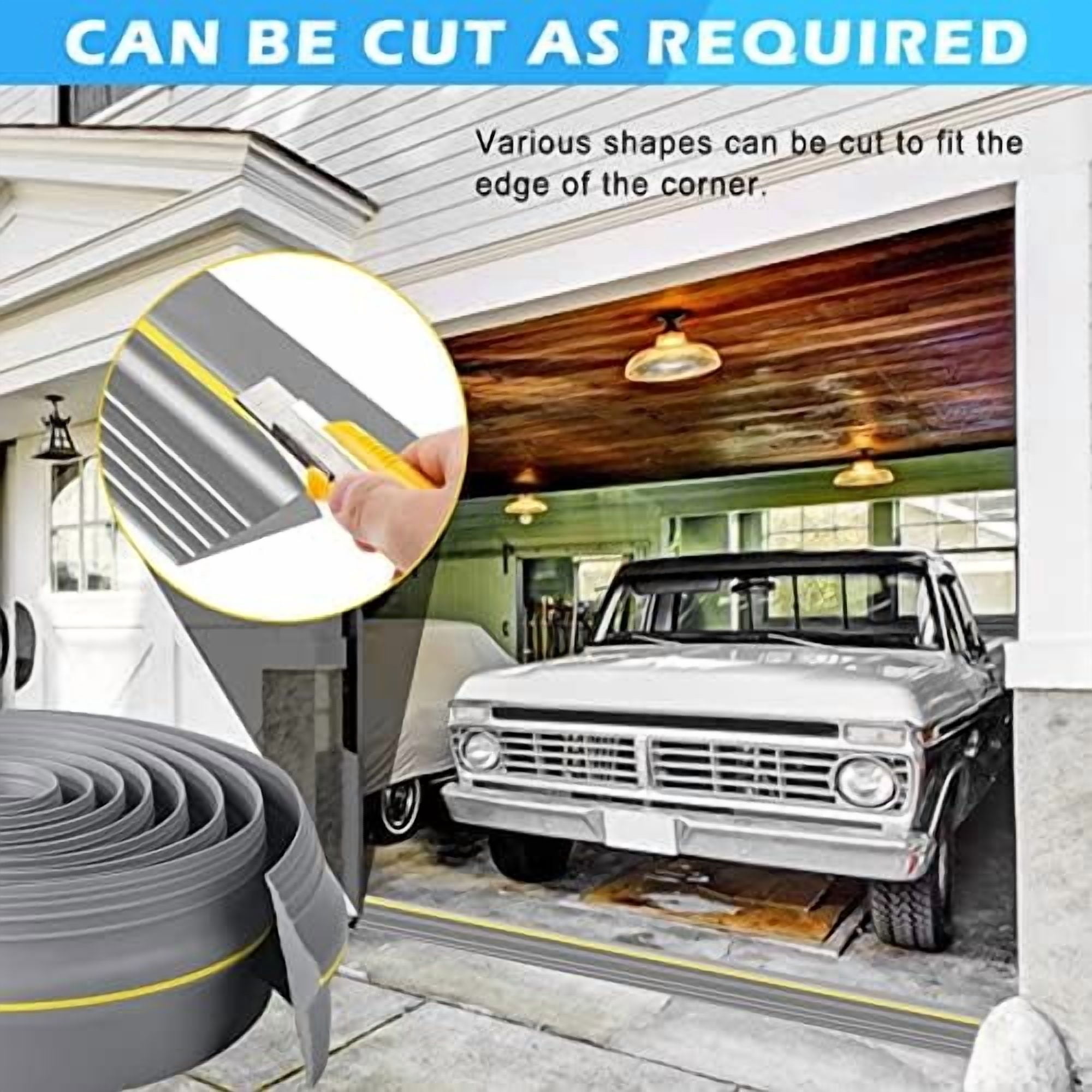 Garage Door Bottom Seal Strip, Weatherproof EPDM Rubber Threshold, Fits All Standard Doors, Easy for DIY Homeowners, No Adhesive (10Ft, Grey)