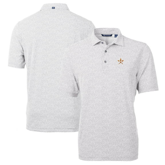 Men's Cutter & Buck Gray Houston Astros Virtue Eco Pique Botanical Print Recycled Polo