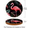 thumbnail image 3 of Flamingo 6PCS Round Coasters Set, Microfiber Leather Drink Coasters with Holder, 11x11 cm/4.3x4.3 in, 3 of 6