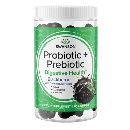 Swanson Probiotic + Prebiotic Gummies - Blackberry 1.5 Billion Cfu 60 Gummies