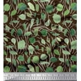thumbnail image 1 of Soimoi Brown Silk Fabric Cabbage Leaves Printed Craft Fabric by the Yard 44 Inch Wide, 1 of 3