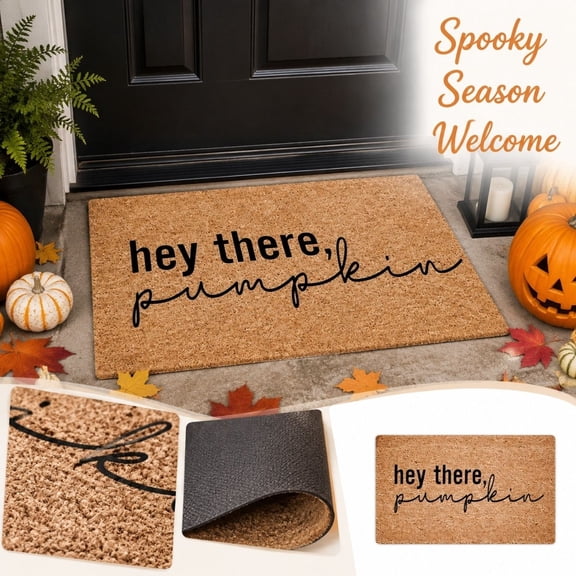 MInHoues Halloween Welcome Mat 23.62×15.74", Indoor Outdoor Entry Doormat for Porch, Crystal Velvet Fall Floor Rug Non Slip Base, Autumn Home Decor Accessories, Pumpkin
