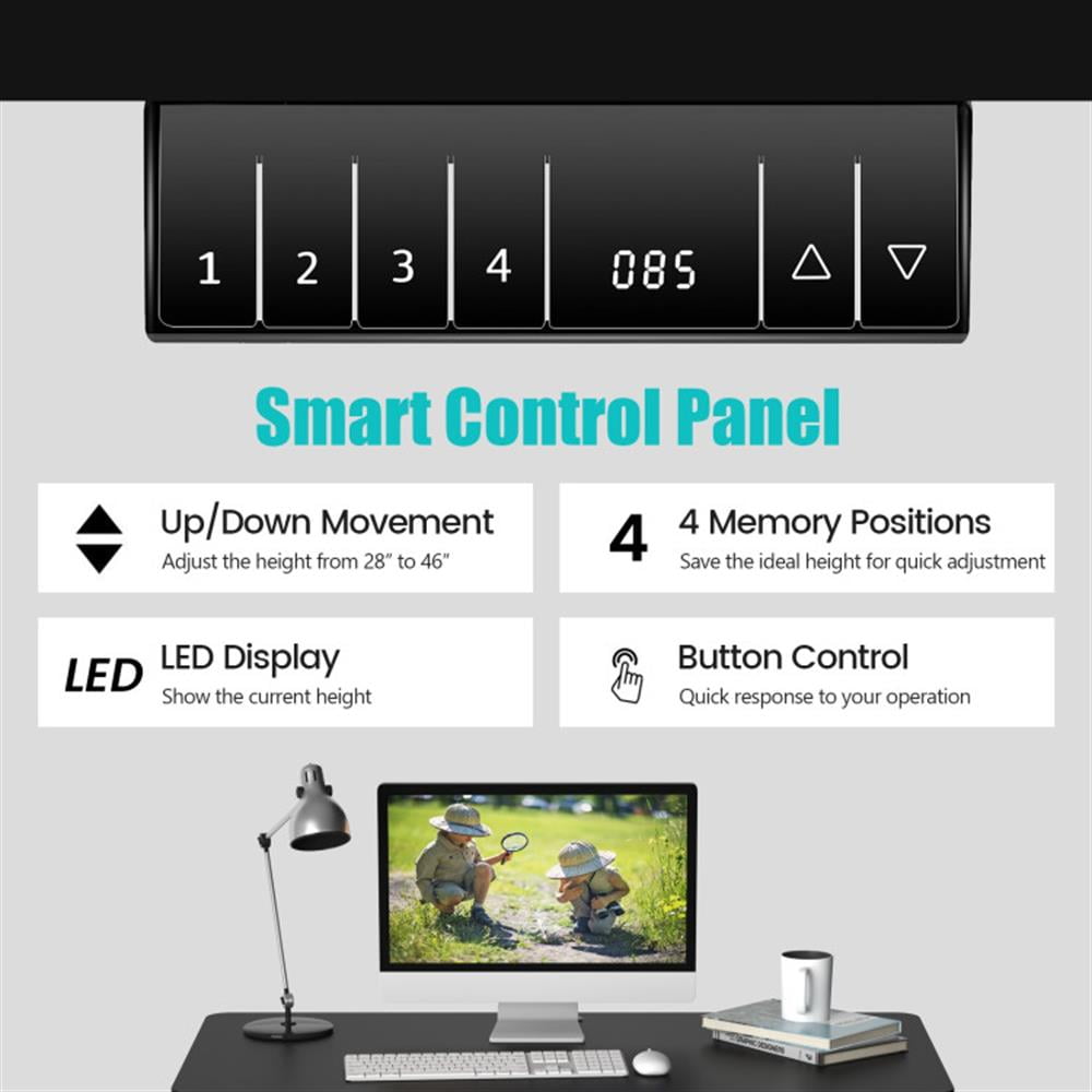 Demi Bonn Electric Height Adjustable Standing Desk with Memory Controller, Small Home Computer Desk Study Writing Table, Black
