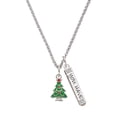 thumbnail image 1 of Delight Jewelry Silvertone Green Christmas Tree with Red Crystals Silvertone Live the Life You Have Imagined Bar Charm Necklace, 23", 1 of 4