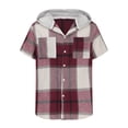 thumbnail image 4 of ALLLIST Red Mens Tops Under $5 Crew Neck Short Sleeve Plaid Casual Button T-Shirts with Pocket Shirts for Men, 4 of 5