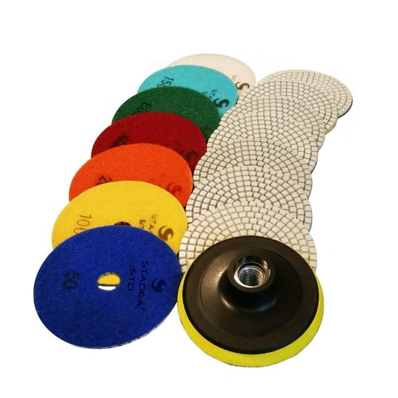Diamond Polishing Pads 4 inch Wet/Dry 8 Piece Set Granite Stone Concrete Marble