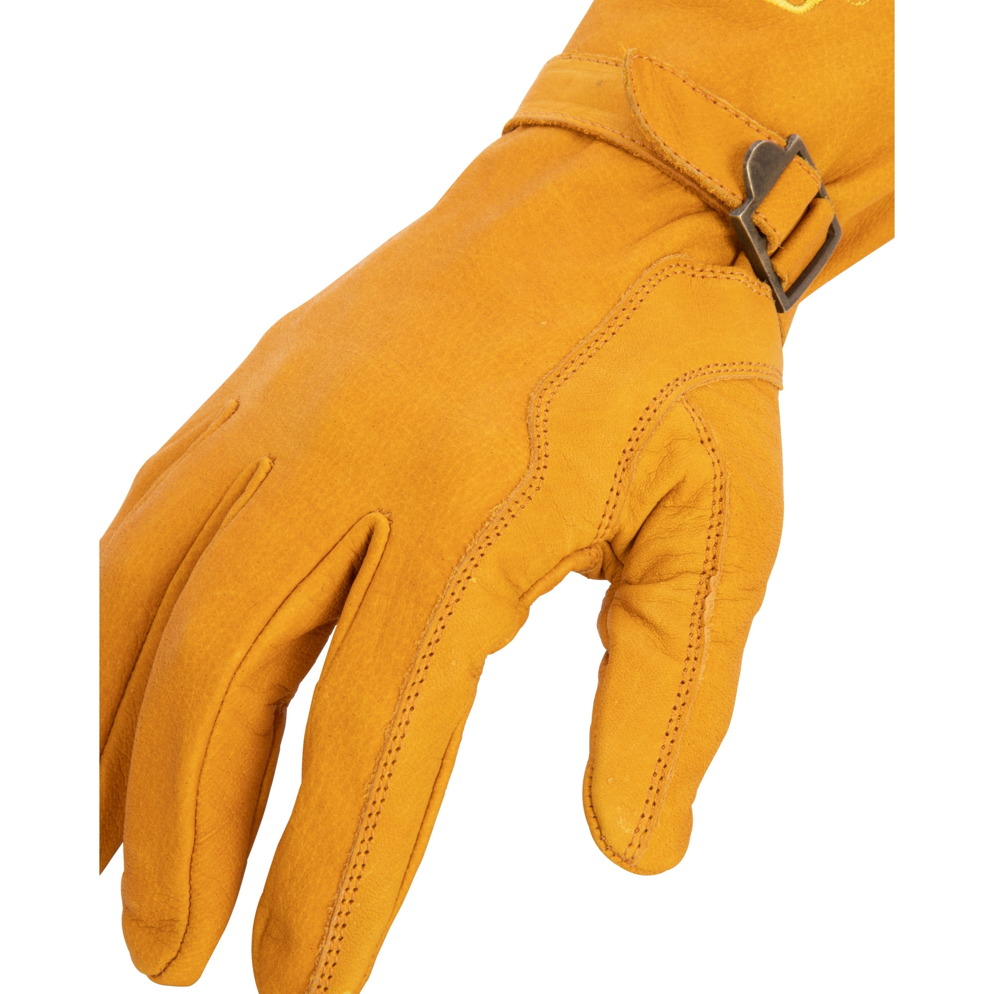 Estwing Leather Driver Work Glove w/Adjustable Wrist Strap in Brown, EWADJLD08