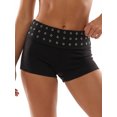 thumbnail image 4 of Shorts de verano para mujer con dobladillo, corte ajustado, estilo casual, con remaches y tiro bajo., 4 of 9
