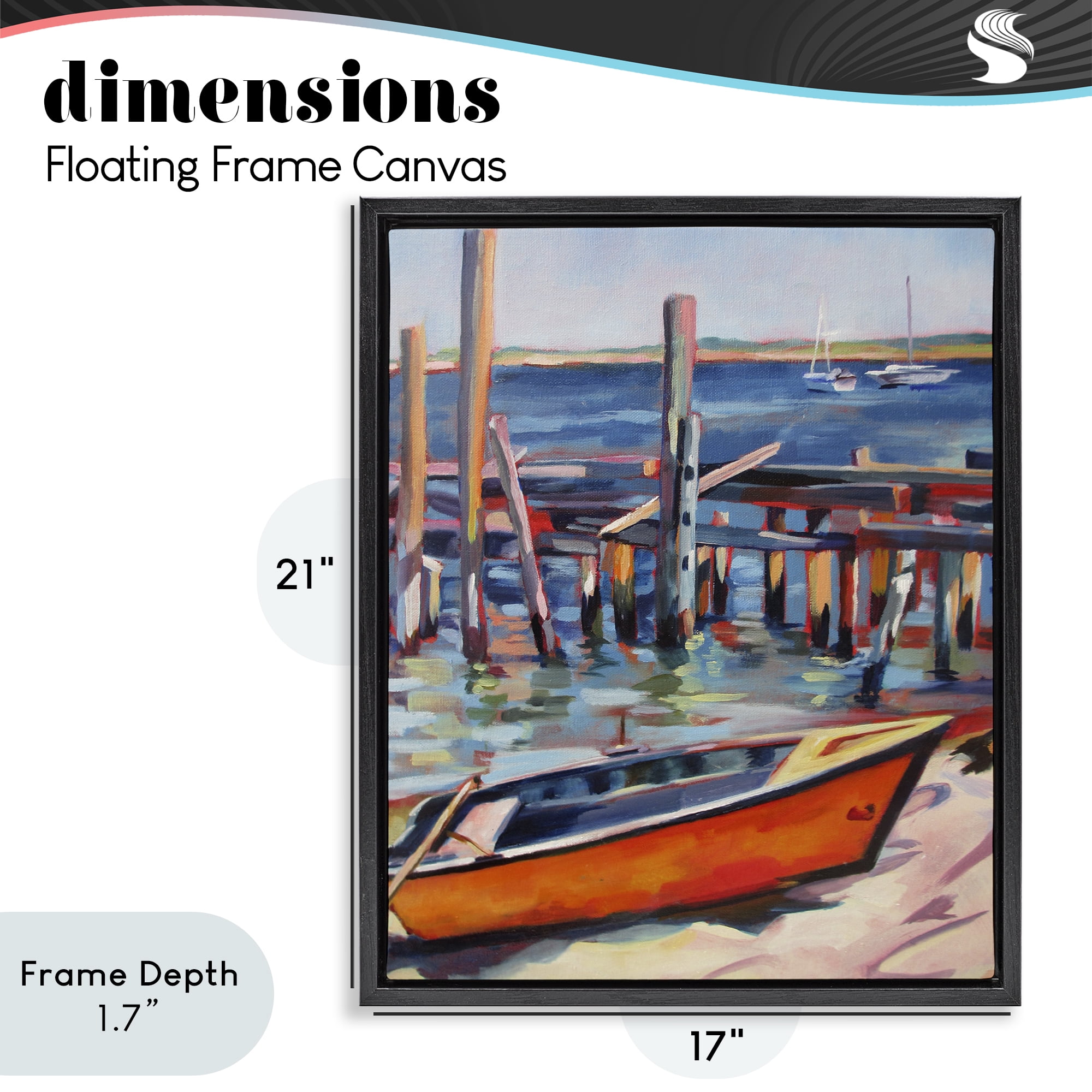 Stupell Industries Provincetown Harbor Boat Black Framed Floater Canvas Wall Art, design by Maxine Shore