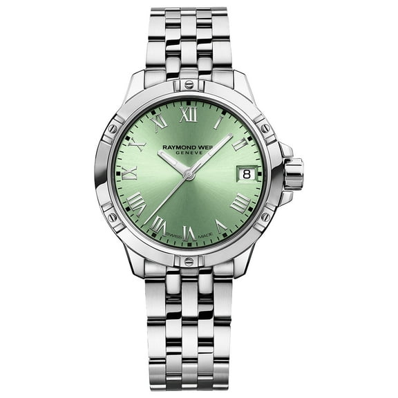 Raymond Weil Tango Stainless Steel Green Dial Date Quartz Womens Watch 5960-ST-00520