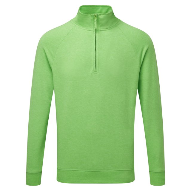 Russell - Sudadera con cremallera 1/4 en el cuello para hombre (Verde Jaspeado)