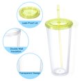 thumbnail image 3 of Acrylic Tumbler with Lid and Straw, 23 Oz Reusable Double Wall Cups, Transparent Travel Tumblers (Yellow), 3 of 6