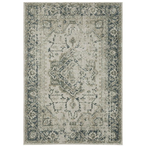 Oriental Weavers Alton Area Rug - 002W9 - 5'3" x 7'6" - in Gray/ Blue - Vintage Inspired, Stain Resistant, Family and Pet Friendly , Bedroom, Office Rug