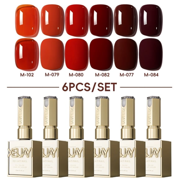 XEIJAYI 15ml 6Colors SetNail Gel Polish  - Bright Nail Art With Alcohol-Free/LED Soak-Off Gel For Salon & DIY, Japanese-Korean Style Nail Designs, Nail Care, DIY Nail Design,