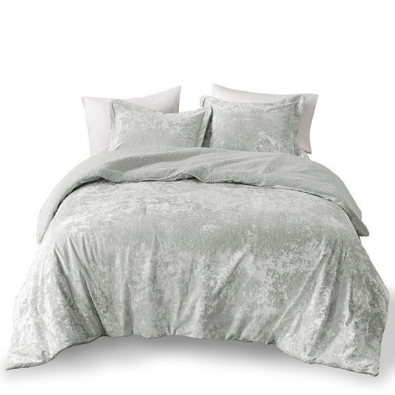Gracie Mills Crushed Velvet Reversible Comforter Set Luxe Twin GRACE-15542