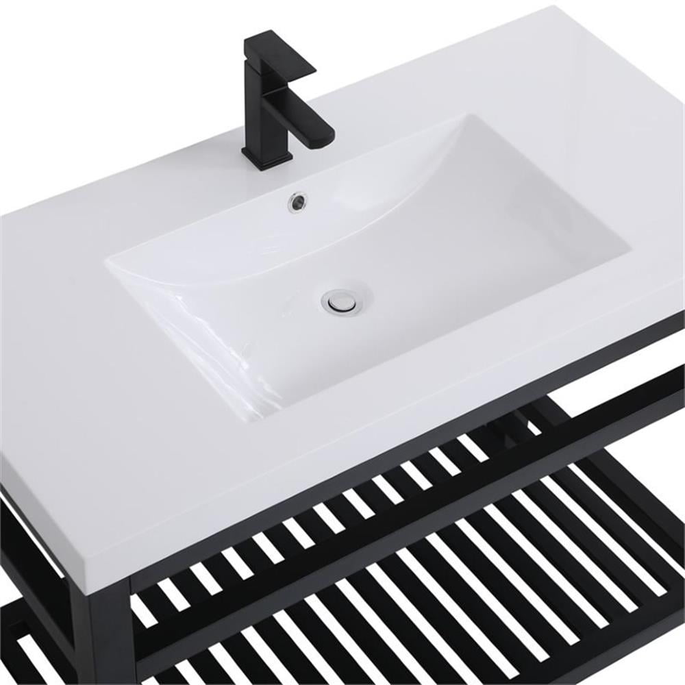 42 inch Single Bathroom Metal Vanity in Black
