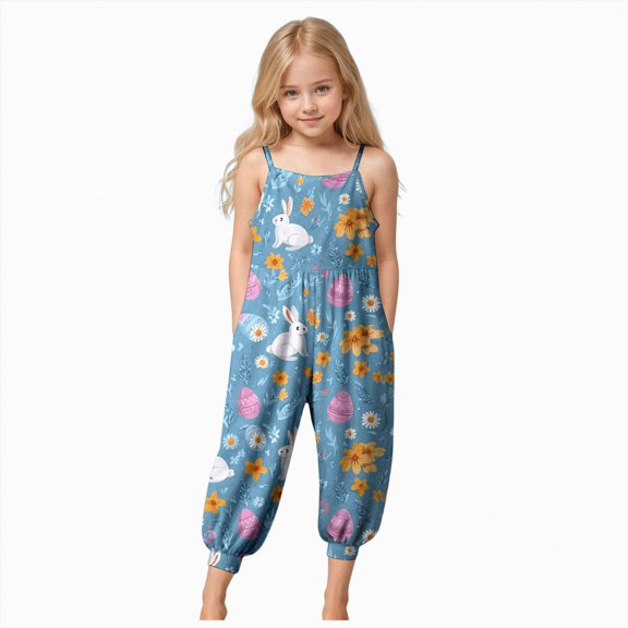 Ymyiu Cute Clothes for Teen Girls Girls Ruffle Cap Sleeve Mesh Notched Crew Neck Belted Jumpsuit Pants 3T 4T(Dark Blue, 3-4 Years)