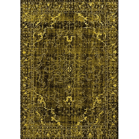 Ahgly Company Indoor Rectangle Persian Yellow Bohemian Area Rugs, 7' x 9'