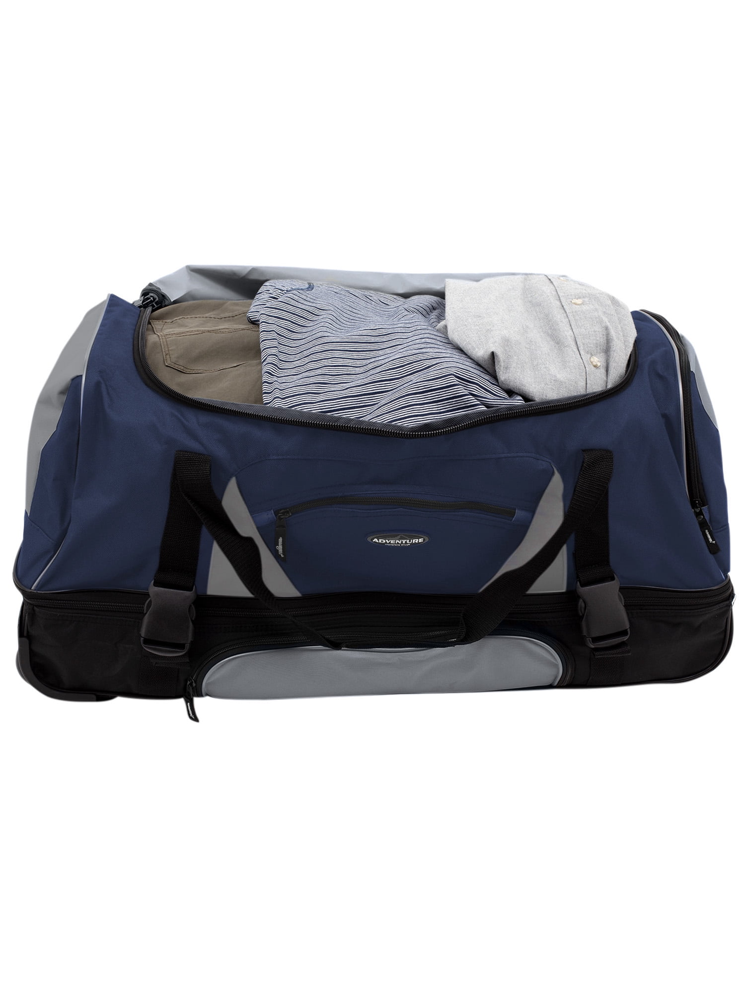 Travelers Club 30" Adult Drop-Bottom Rolling Duffel with Telescopic Handle, Blue
