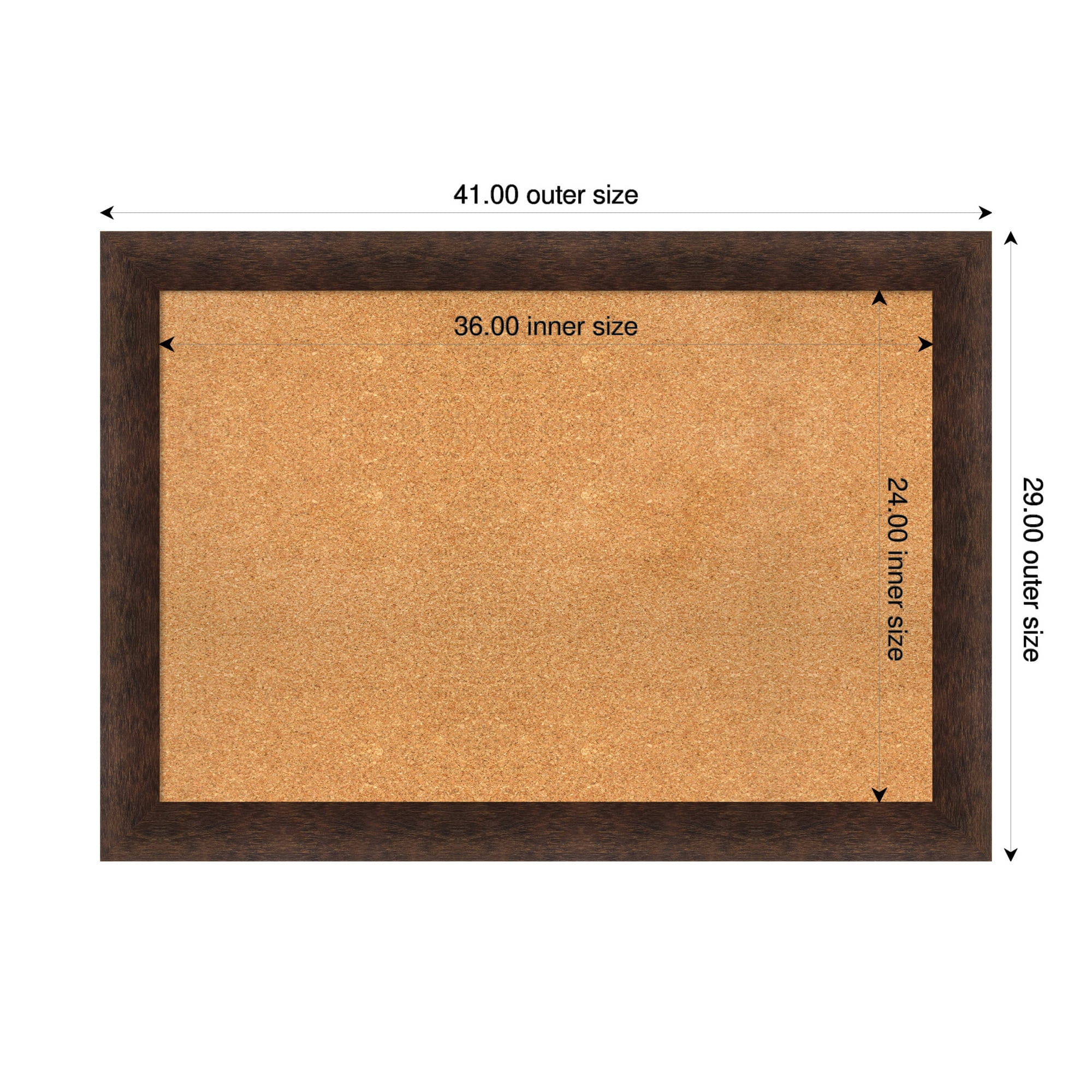 Amanti Art Natural Cork Board Wood Framed Warm Walnut Bulletin Board 41 in. x 29 in.