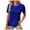 Blue, variant on XDZJLR Womens T Shirts Lace Crochet Crew Neck Short Sleeve Fashion Summer Loose Casual Tops