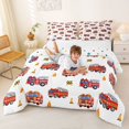 thumbnail image 3 of Manfei Cartoon Fire Truck Full Size Comforter Sets,Boys Toy Cars Print Bedding Comforter Set,White Red,Polkadot Reversible,3 Pieces,1 Comforter and 2 Pillowcases, 3 of 7
