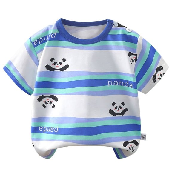 Ulanda Boys Girls Striped T-Shirt, Long Sleeve Short Sleeve Crewneck Tee T-Shirt (Blue, 3-4 Years)