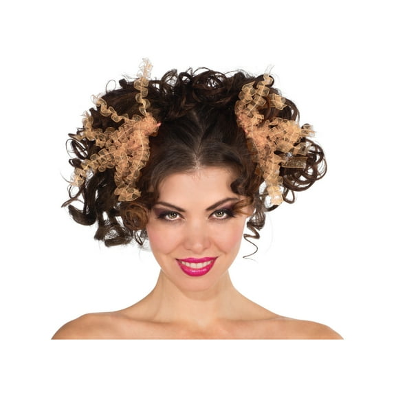 Adult Child Cute Pastel Peach Curly 80s Rave Dance Party Club Hair Ties Ribbons