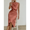 thumbnail image 4 of ZOELNIC Women's Ruched Bodycon Dress Summer Casual Sleeveless Elegant Club Evening Party Cocktail Midi Dresses, L, 4 of 6