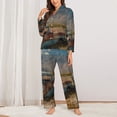 thumbnail image 2 of Fuzoiu Deserted Classic Car Landscape Print Women's Long-Sleeved Pajama,Lounge Button Down Nightwear,Womens Notch Collar Pajama Set-Small, 2 of 7