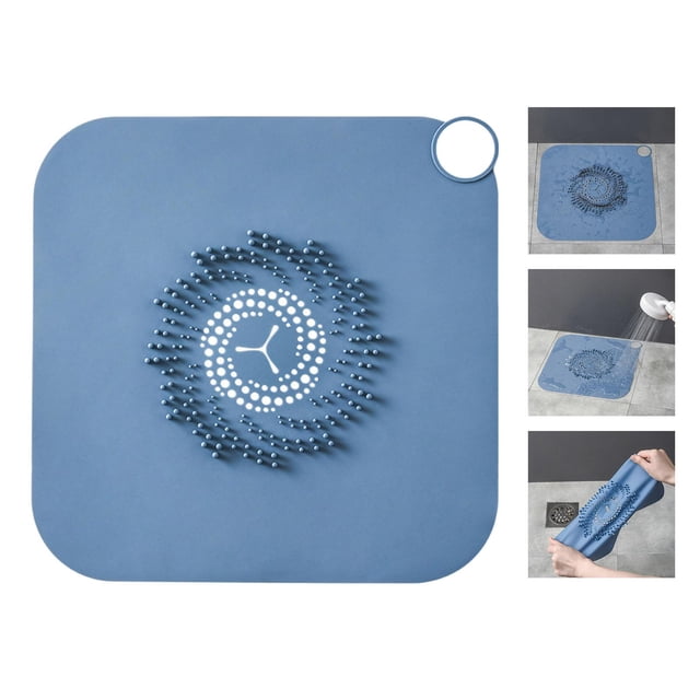 Drenaje colector de cabellero colector de cabellero de silicona duradero tapón de cabellero cubierta de drenaje cocina fregadero escurridor colador bañera - Azul perfecl Cubierta de drenaje de piso