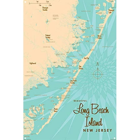 Long Beach Island Map Long Beach Island, New Jersey Map Metal Art Print By Lakebound 12" X 18" |  Walmart Canada