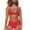 Red, variant on WREESH Womens Halter Bikini Set Split Solid Steel Bikini Swimsuit Two-Piece Swimsuit Beach Bathing Suit Orange