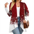thumbnail image 6 of Women's Fall and Winter Fashion Casual Print Long Sleeve Mid-Length Cardigan Jacket, Christmas Theme for Holiday Season,Red,2XL, 6 of 6
