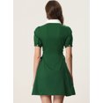 thumbnail image 4 of Vestido Con Botones Y Cordones Con Cuello Peter Pan En Contraste Vintage Para Mujer Verde L, 4 of 5
