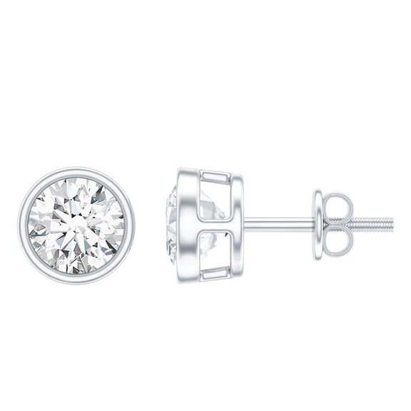 Rosec Jewels IGI Certified Lab Grown Diamond Stud Earrings with Screw Back - 2 Carat - E-VS1 Quality - with Jewelry Box, 925 Sterling Silver