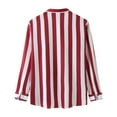 thumbnail image 3 of Gubotare Men's Casual Stylish Short Sleeve Button-Up Striped Dress Shirts (Red,M), 3 of 5