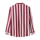 thumbnail image 4 of Camisas Para Hombre Manga Larga De AlgodóN Camisa informal con estampado de rayas de otoño para hombre Blusa con bolsillo de manga larga con cuello levantado (Red, S), 4 of 7